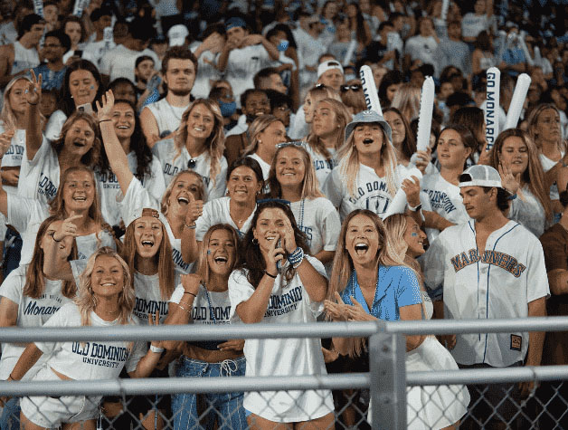 student fans cheering