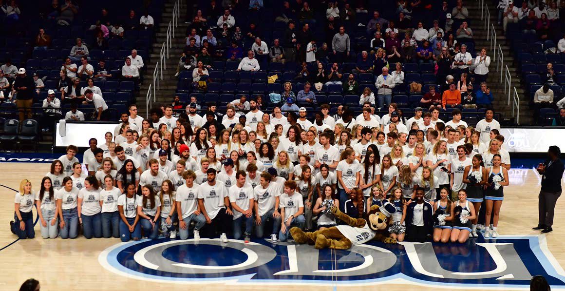 ODAF Group Photo with Mascot and Students